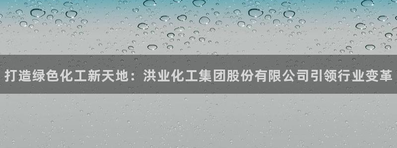 球盟会登录网址：打造绿色化工新天地：洪业化工集团股份有限公司